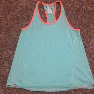 Light blue and orange workout tank top